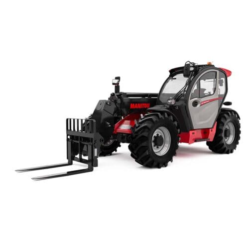 Robuuste telehandler van Manitou met stevige banden voor bouw en landbouwtoepassingen.