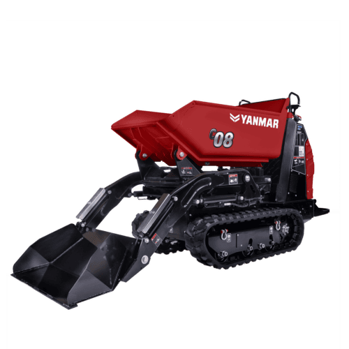 Kleine graafmachine Yanmar met rubberen rupsen, voor tuin- en bouwprojecten.