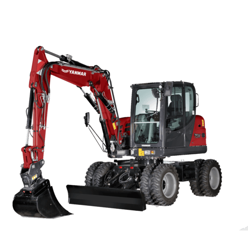 Yanmar minikraan met cabine en rupsbanden, geschikt voor bouw en tuinprojecten.