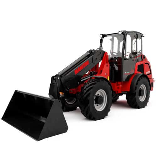 - Compacte shovel van Manitou met laadbak en cabine.