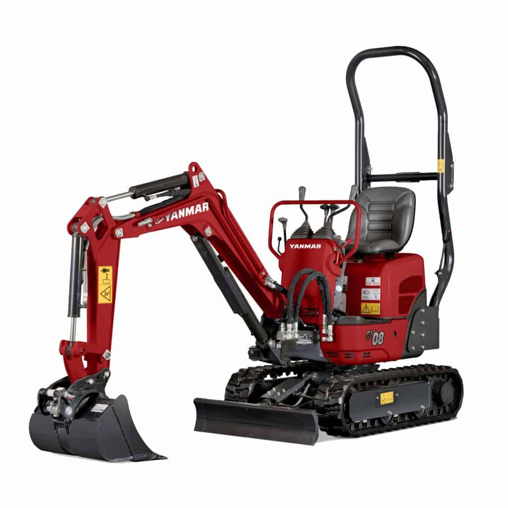 Compact mini bulldozer Yanmar met rupsbanden voor graaf- en bouwwerken.