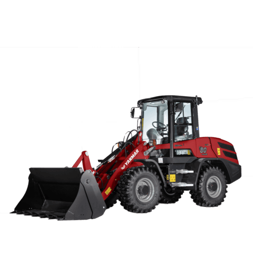 Efficiënte Yanmar accu-compacttractor met frontlaadbak, ideaal voor tuin- en aannemerswerken.
