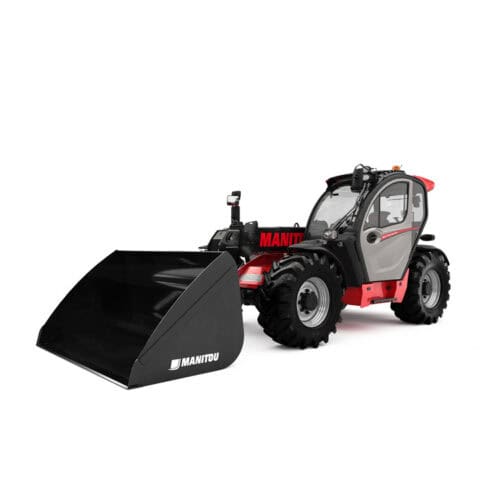 Manitou machine met ladekast en terreinbanden voor bouw en landbouw.
