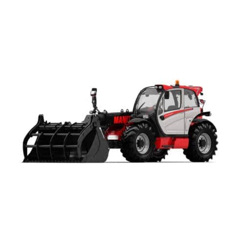 1. Moderne compact tractor met frontmaaier en zware banden voor agrarisch gebruik.