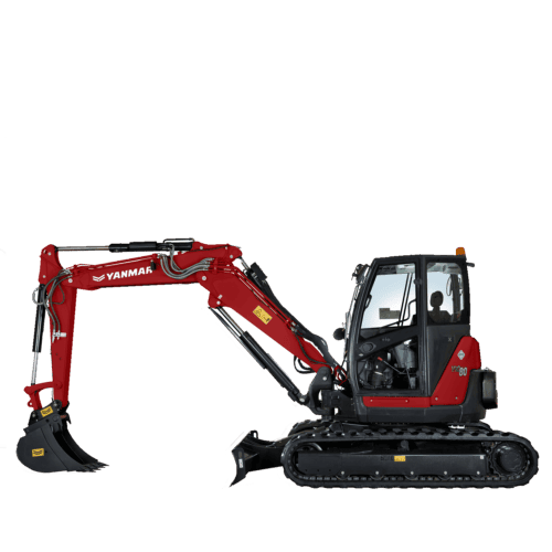 Veilig gebruik van een compacte mijnbouwer graafmachine Yanmar op bouwplaats.