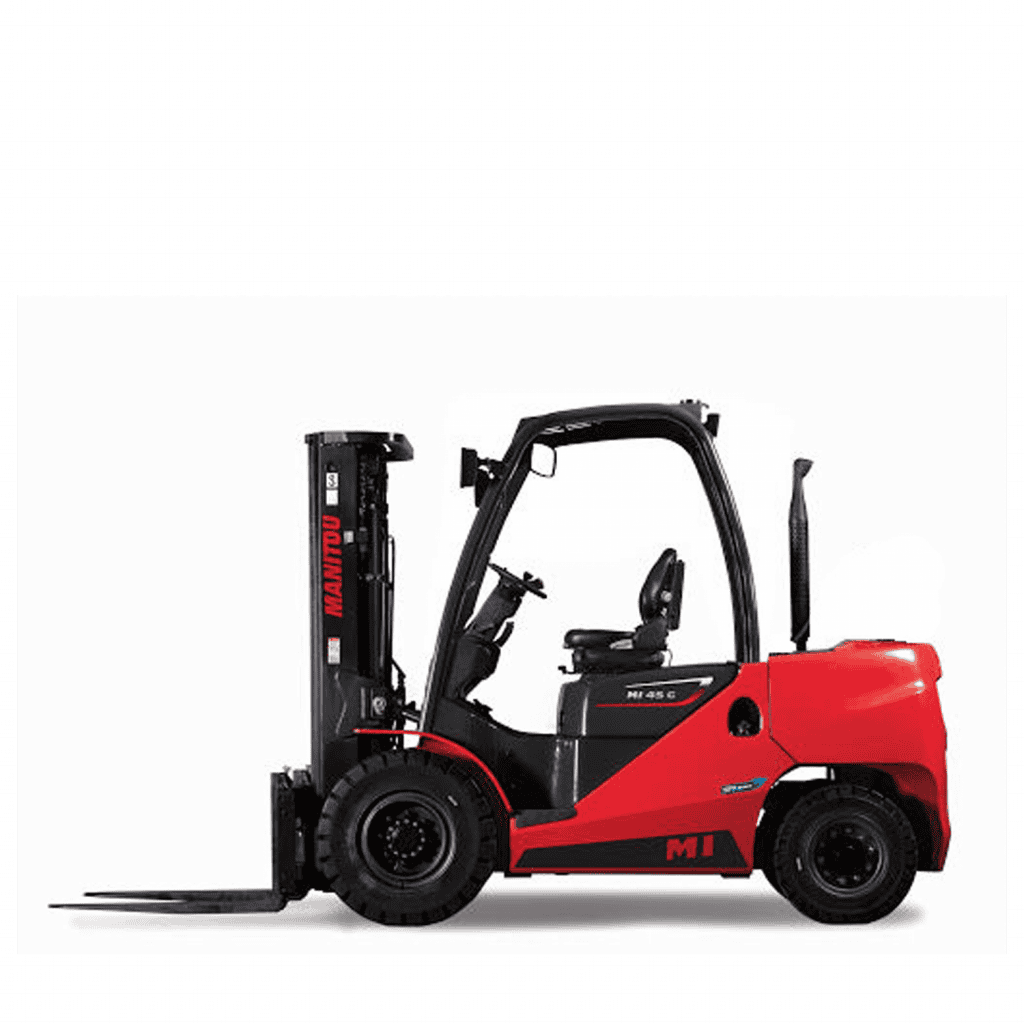 Manitou vorkheftruck met krachtige motor voor industriële logistiek en materiaaltransport.