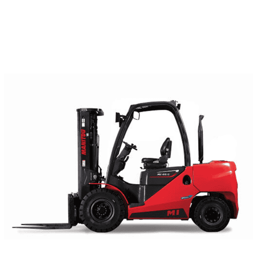 Manitou vorkheftruck met krachtige motor voor industriële logistiek en materiaaltransport.