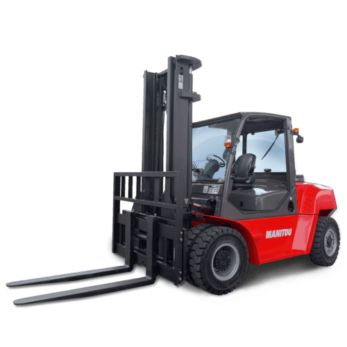 Elektrische vorkheftruck van Manitou voor logistieke oplossingen en interne magazijntransporten.