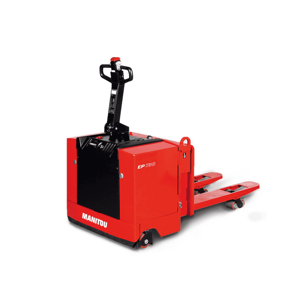 Robuide palletstapelaar MANITOU EP 730, ideaal voor logistieke processen en magazijnbeheer.