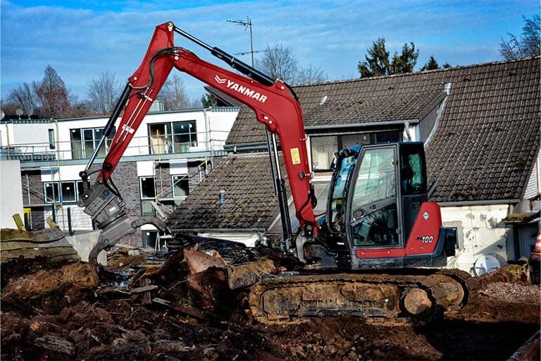 Kenmerken van grote graafmachine in compact formaat