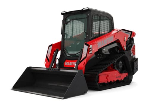 Modern MANITOU skid steer loader, geschikt voor zware landbouw- en bouwwerkzaamheden.