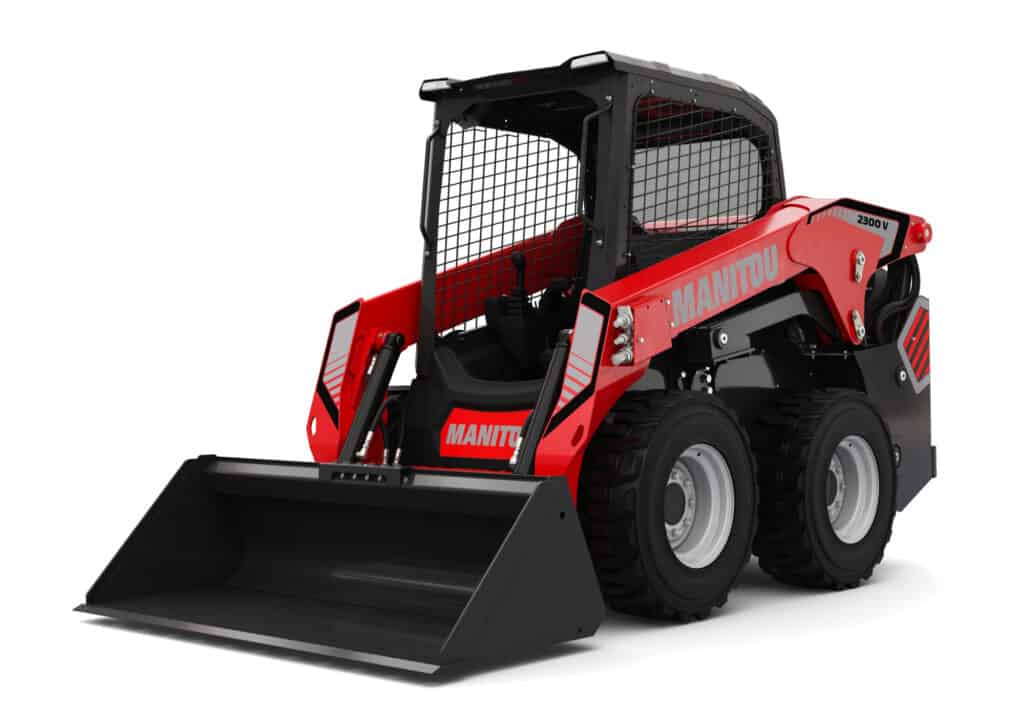 Robuuste skidloadermachine van Manitou voor bouw en landbouw, veelzijdige en krachtige 2300V uitvoering.