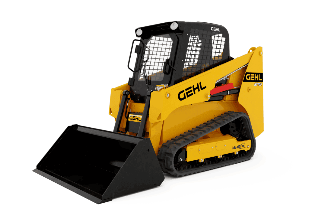 Rupsband Mini Loader met cabine voor bouw en tuinwerken.