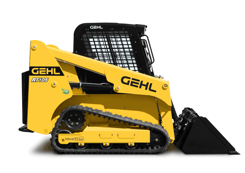 Compacte gecontaineriseerde mini shovel van GEHL, ideaal voor bouw- en tuinwerken.