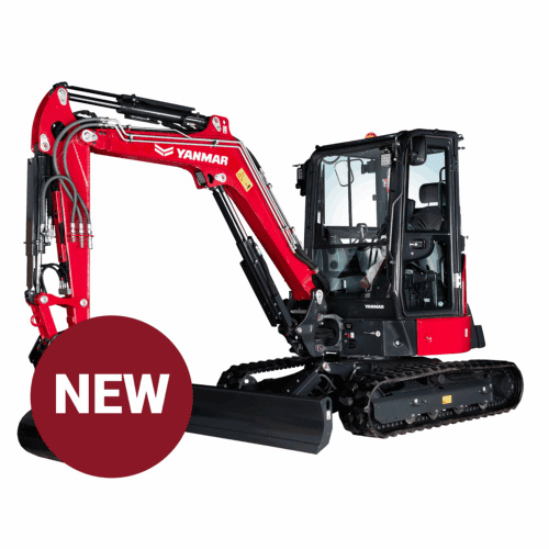 Robuuste Yanmar mini excavator met cabine, ideaal voor bouw- en tuinwerken.