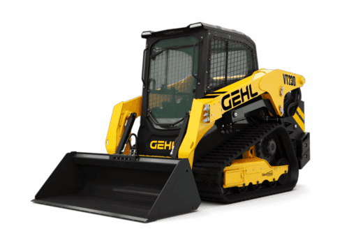 Klein huurklijn graafmachine met cabine en rupsen, geel en zwart kleur, Geert-Jan de Kok B.V.