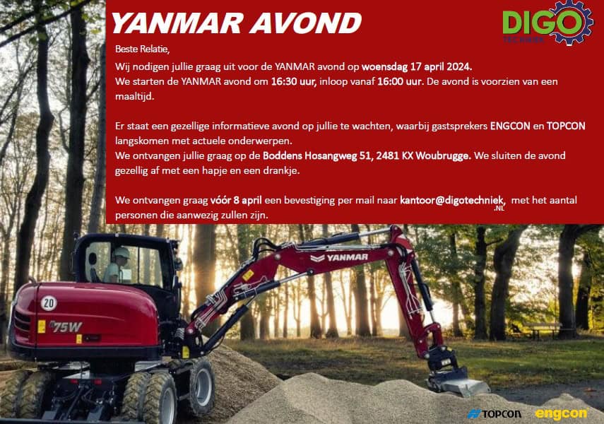 Miniatuur graafmachine op bouwplaats in bosrijke omgeving.