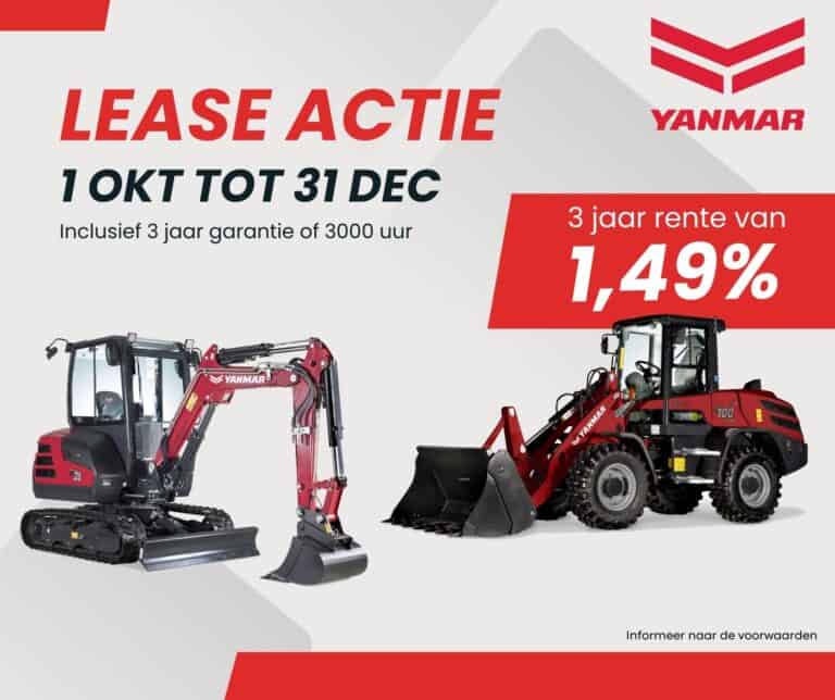 Nieuwe Yanmar lease-acties voor mini- en telescopische verreikers, 3 jaar garantie, scherpe rente.