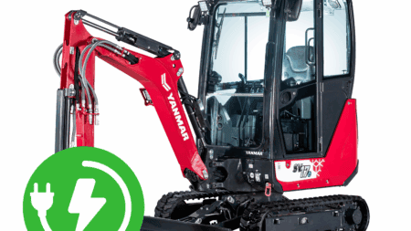 Compacte elektrische mini graver met cabine, ideaal voor grondwerken en milieuvriendelijk werk.