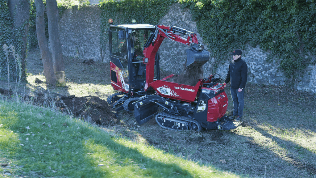 Compacte minibagger van Yanmar voor graaf- en grondwerkzaamheden.
