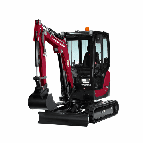 Zeer compacte Yanmar mini-ieper met rubberen rupsen en graafarm voor tuin- en bouw werkzaamheden.