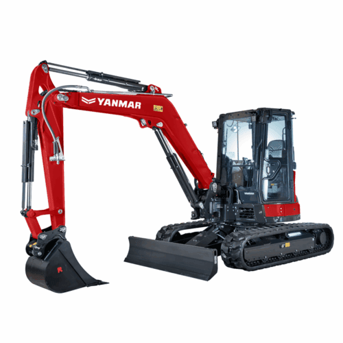 Kleine graafmachine, Yanmar, compact bouwvoertuig, geschikt voor zware grondwerkzaamheden.